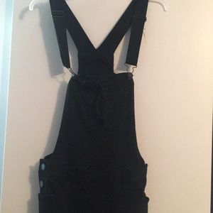 Black Overalls with knee slits